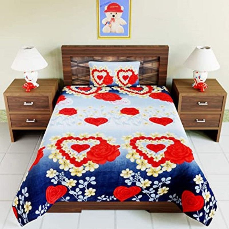VHD 140 TC Microfiber Single Floral Flat Bedsheet  (Pack of 1, Red)