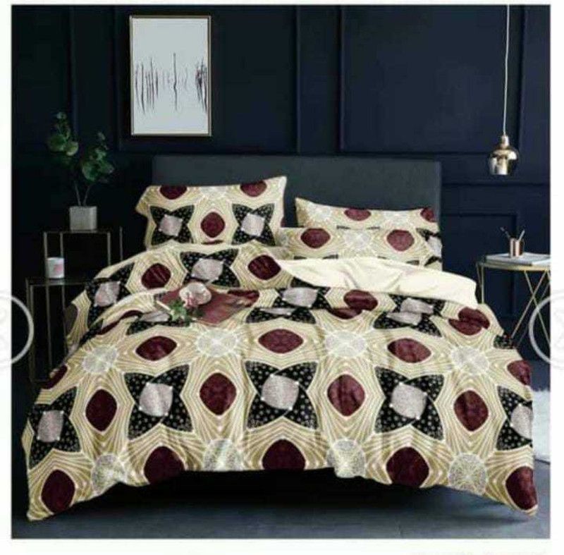 New Bharat Handloom 218 TC Microfiber Double Geometric Flat Bedsheet  (Pack of 1, Multicolor)