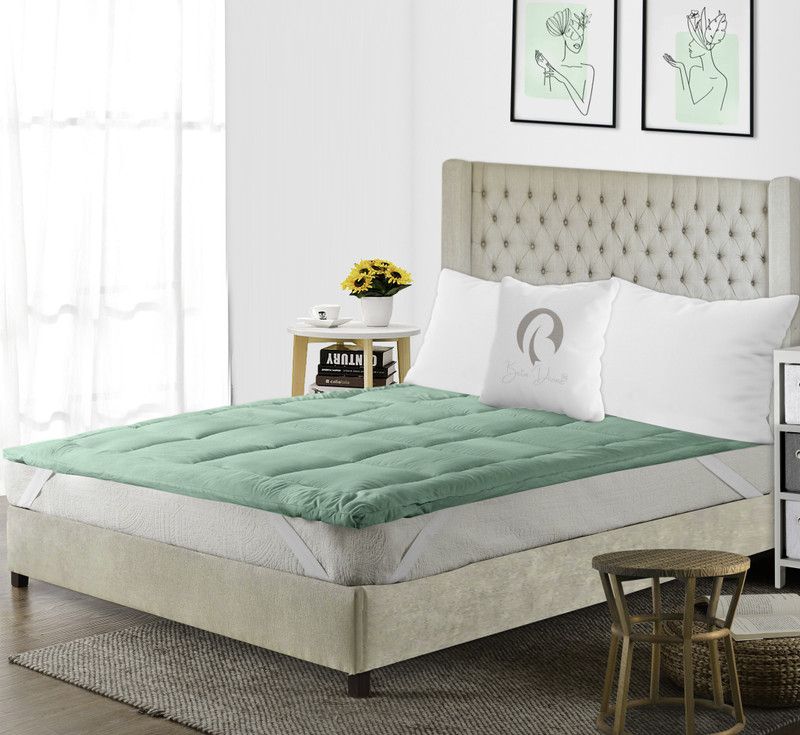 Beta Divine Mattress Topper Double Size Waterproof Mattress Cover  (Green)