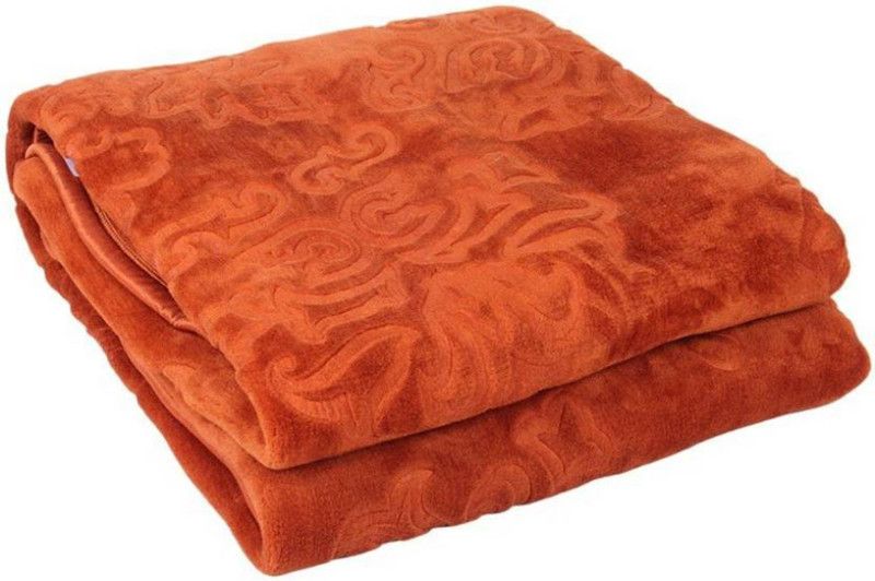Indcrown Self Design Single AC Blanket for AC Room  (Microfiber, Orange)