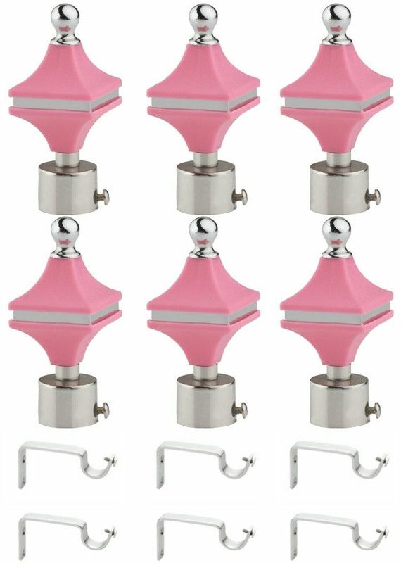 krina Silver, Pink Rod Rail Bracket, Curtain Knobs Metal  (Pack of 12)