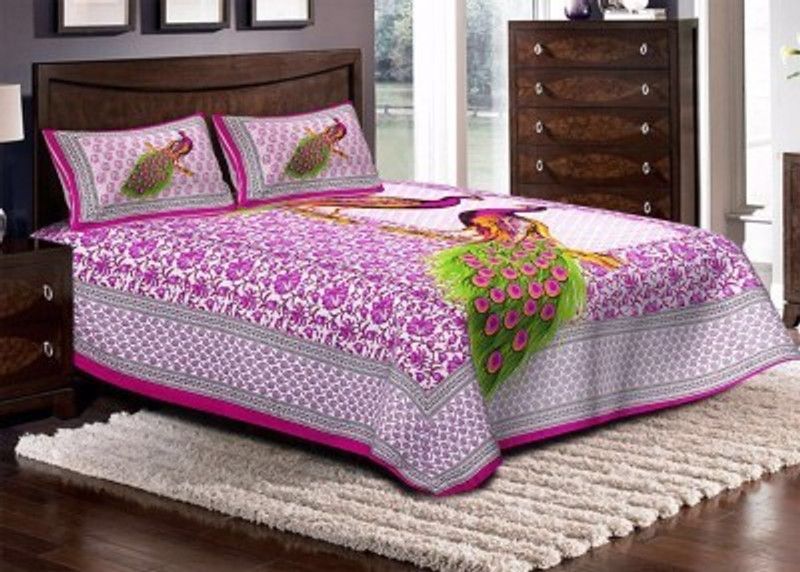 Divy Fusion Fashion Cotton Double Floral Flat Bedsheet  (Pack of 1, Multicolor)