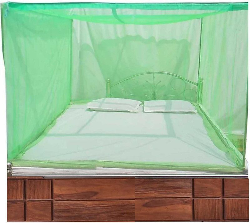 A One Polyester Adults Washable KING SIZE DOUBLE BED 78 X 78 X 58 Green Color Mosquito Net  (Green, Bed Box)
