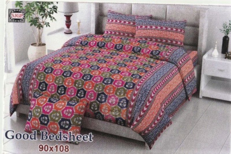 NMMP 300 TC Cotton Double Jaipuri Prints Flat Bedsheet  (Pack of 1, Blue Jaipuri Print)