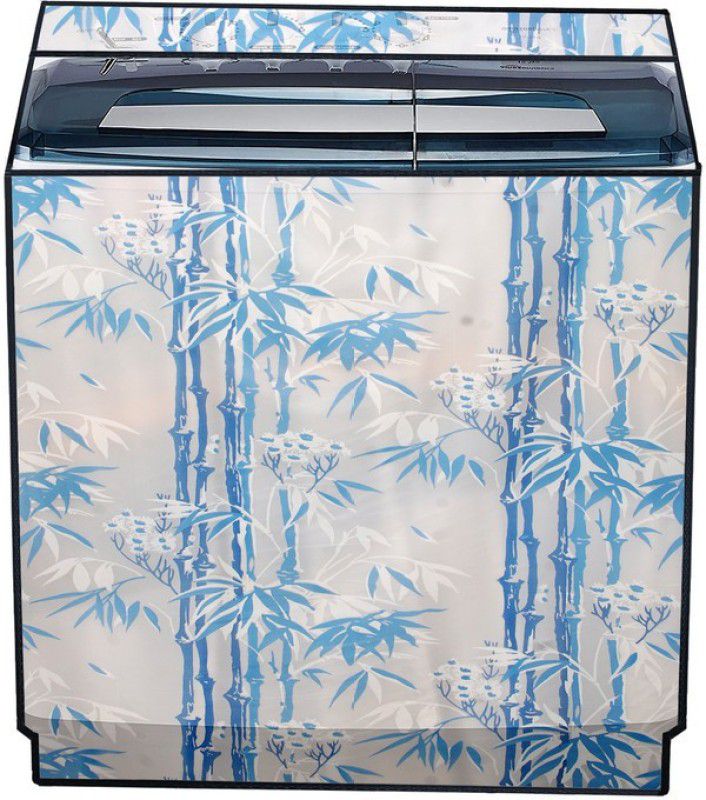 Nitasha Semi-Automatic Washing Machine Cover  (Width: 87 cm, White, Blue)