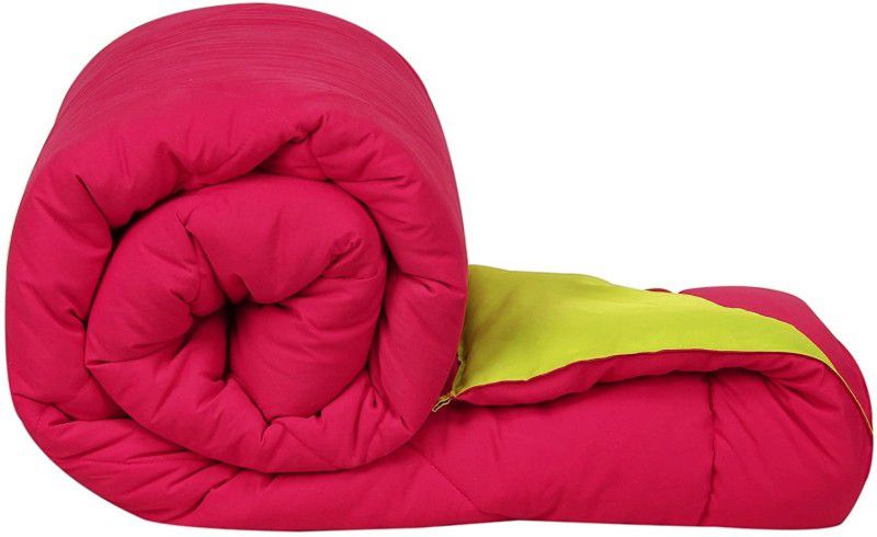 TUNDWAL'S Solid Single Comforter for Mild Winter  (Microfiber, Pink, Green)