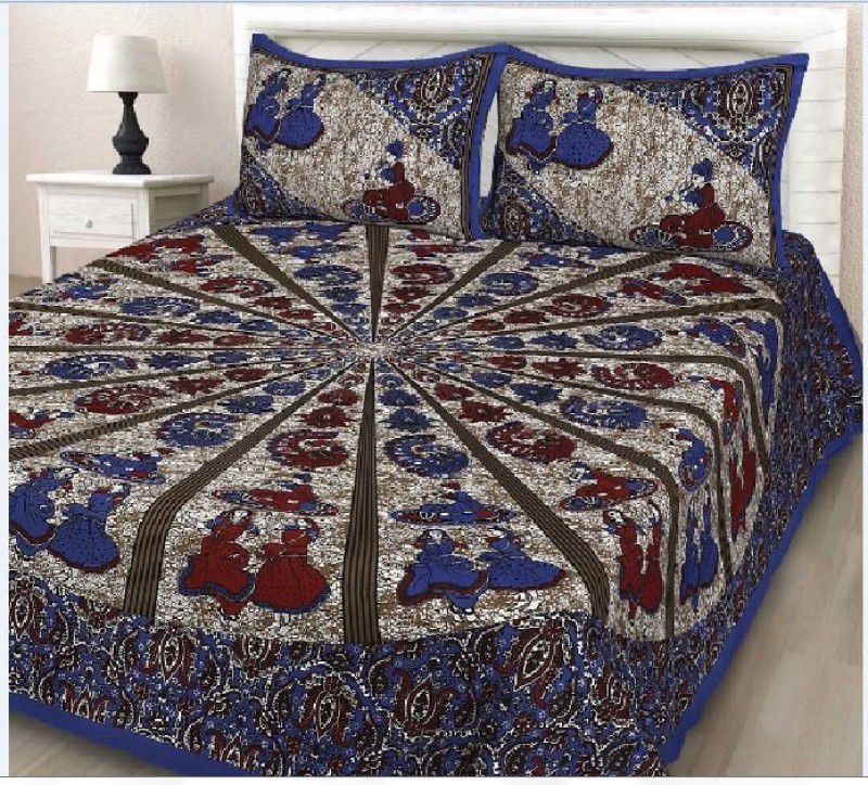 shrihans 144 TC Cotton King Printed Flat Bedsheet  (Pack of 1, Multicolor)