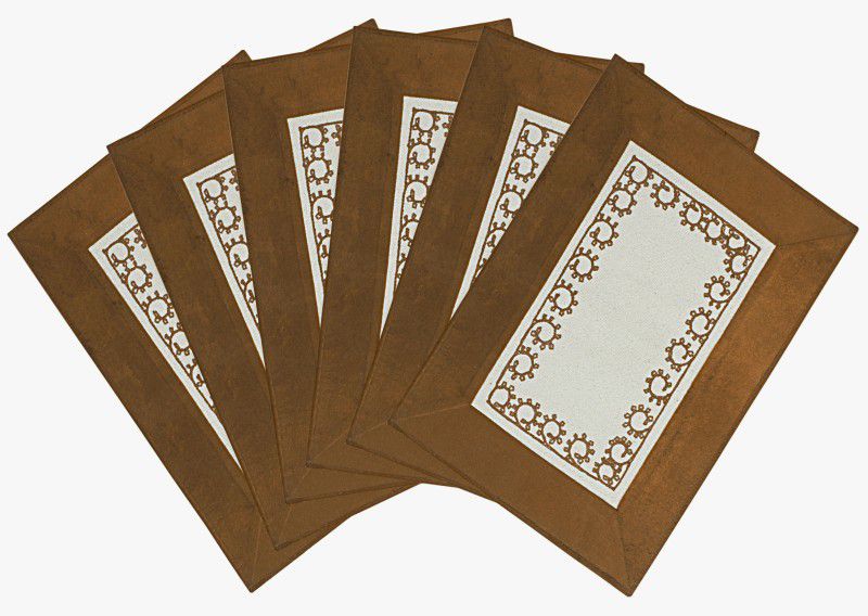 Saral Home Rectangular Pack of 6 Table Placemat  (Beige, Cotton)