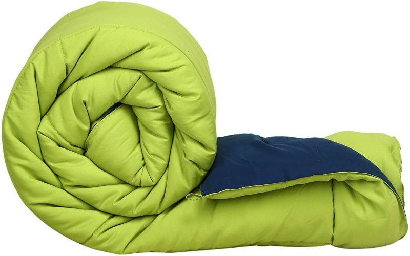 TUNDWAL'S Solid Double Comforter for Mild Winter  (Microfiber, Green, Blue)