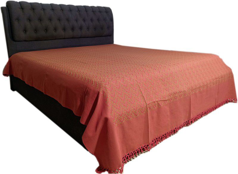 AKSHAR BHAN DESIGNS Cotton King Bed Cover  (Orange)