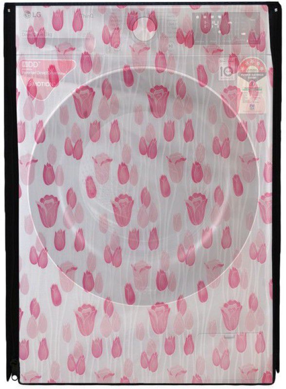 Nitasha Front Loading Washing Machine Cover  (Width: 99 cm, White, Pink)