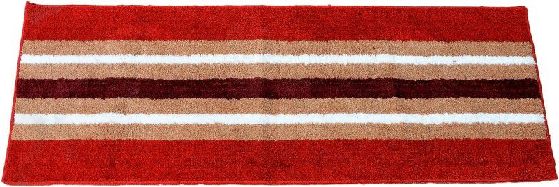 kaasshome Microfiber Floor Mat  (Red, Brown, Large)