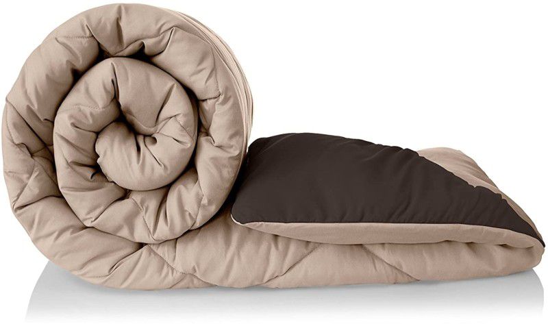 TUNDWAL'S Solid Double Comforter for Mild Winter  (Microfiber, Brown, Beige)