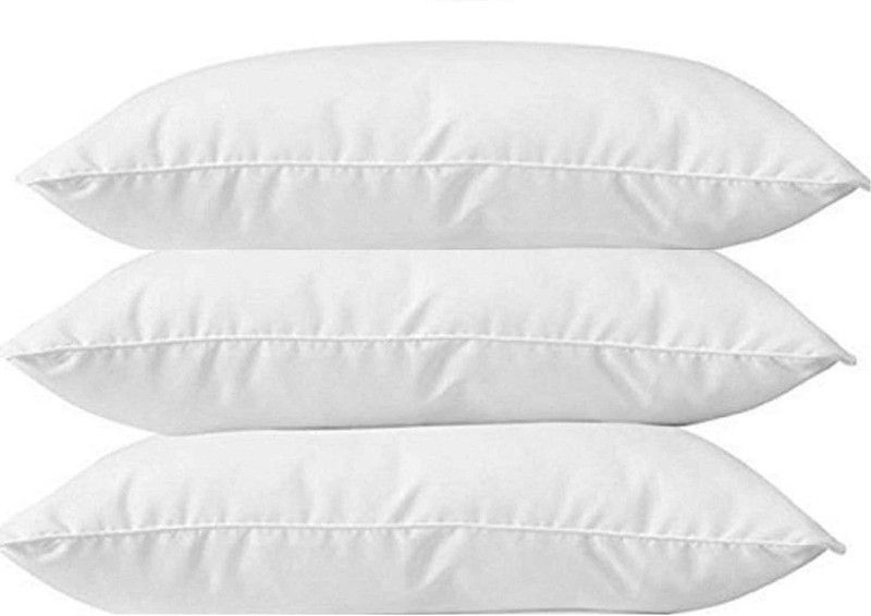 TROVA FASHION STORE Cotton Solid Sleeping Pillow Pack of 3  (White)
