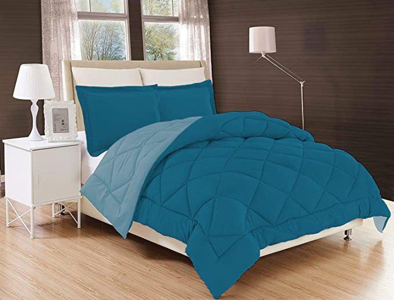 JP SHINE Solid King Comforter for Heavy Winter  (Poly Cotton, Teal & Sky Blue)