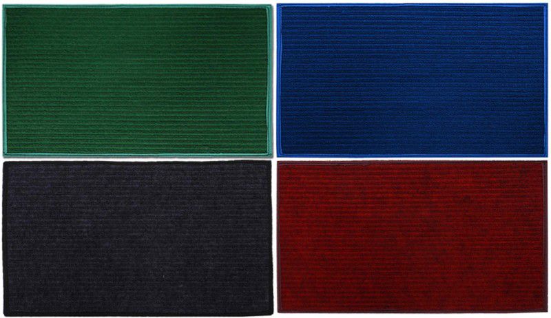 KUBER INDUSTRIES Microfiber Door Mat  (Blue & Maroon & Grey & Green, Free, Pack of 4)