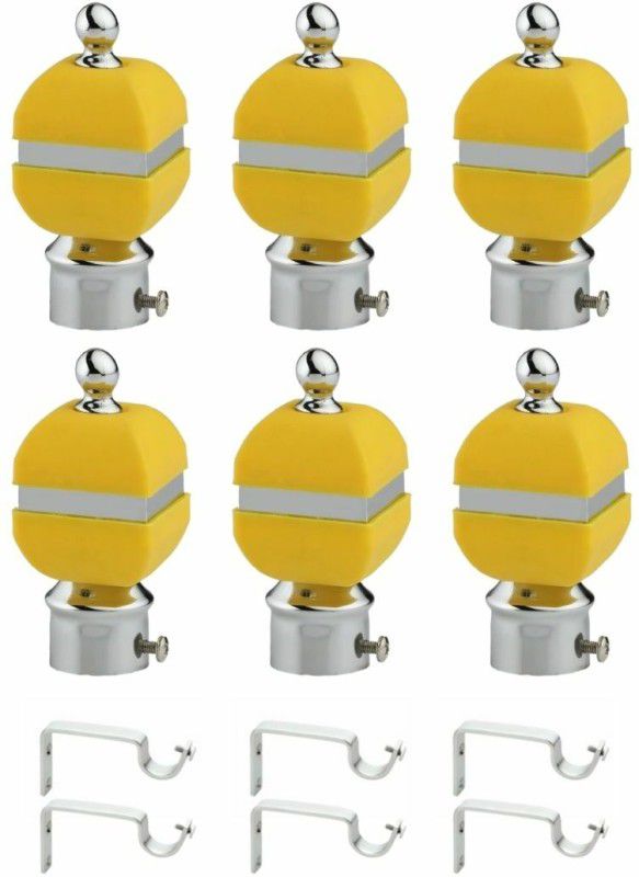 RKOING Yellow Rod Rail Bracket, Curtain Knobs Metal  (Pack of 12)