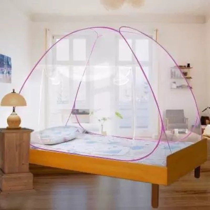 BHB Polyester Adults Washable Polyester Adults Washable Net Double Bed Mosquito Net (Pink, Tent) Mosquito Net  (Pink, Tent)