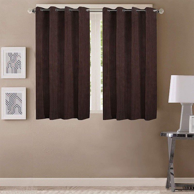 MSD Decor Hub 152 cm (5 ft) Polyester Room Darkening Window Curtain (Pack Of 2)  (Solid, Brown)