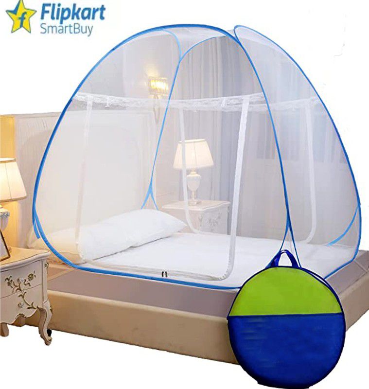 Flipkart SmartBuy Polyester Adults Washable Polyester Adults Washable KING DOUBLE BED Mosquito Net (Blue, White, Tent) Mosquito Net  (Blue, White, Tent)