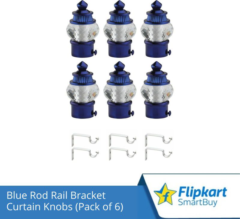 Flipkart SmartBuy Blue Curtain Knobs, Rod Rail Bracket Metal