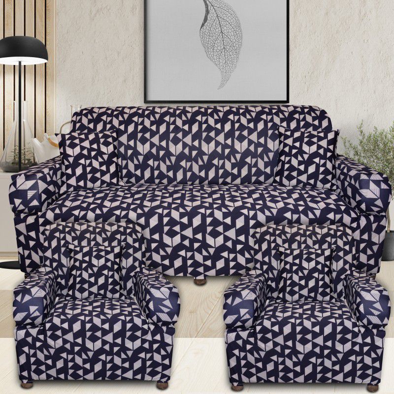 Leoaries Silk Striped Sofa Cover  (Blue Pack of 3)