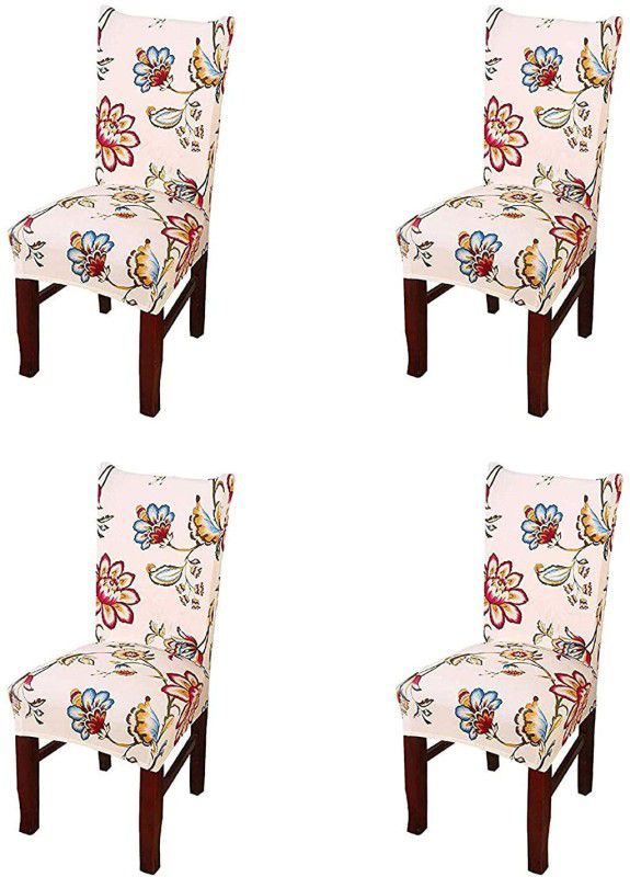 Atirap Polyester Floral Chair Cover  (Multicolor Pack of 4)