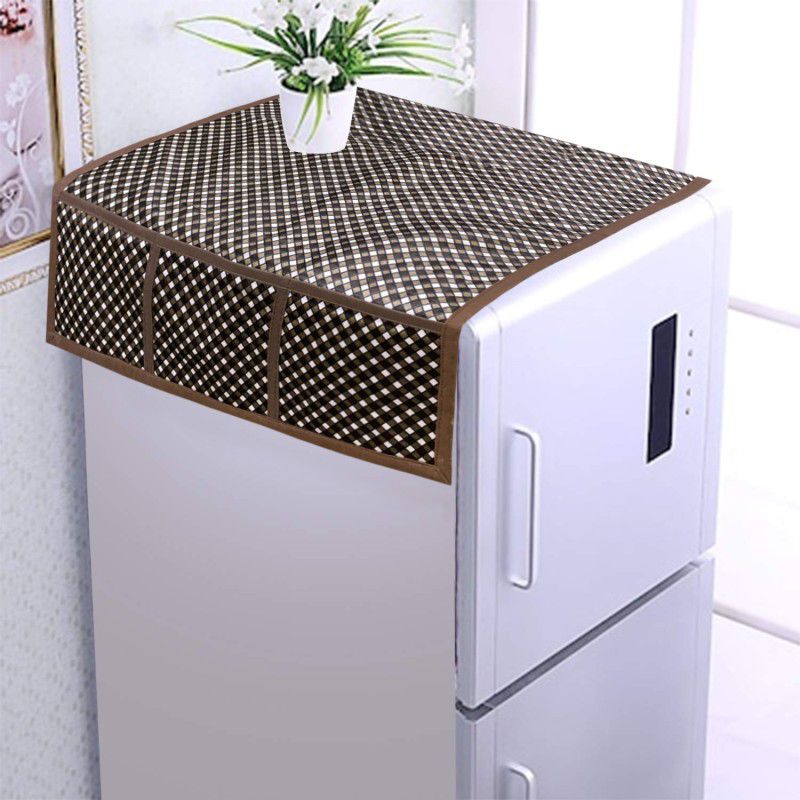Smart Comfort Refrigerator Cover  (Width: 95 cm, Brown Dot)