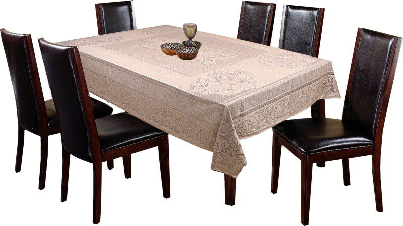 KUBER INDUSTRIES Floral 6 Seater Table Cover  (Gold, Cotton)