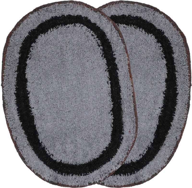 STATUS Polyester Door Mat  (Grey, Medium, Pack of 2)