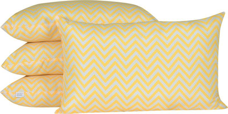 Urban Basics 17x27 Inch Home Furnishing Microfibre Abstract Sleeping Pillow Pack of 4  (White, Yellow)