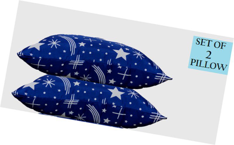 pgk Microfibre Polka Sleeping Pillow Pack of 2  (Blue)