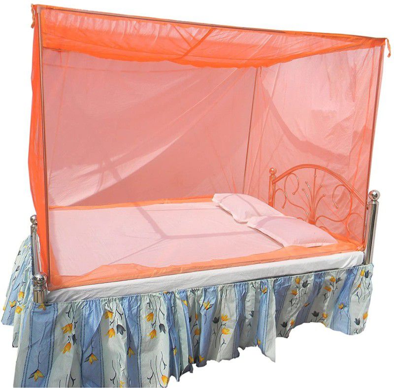 DMR Polyester Adults Washable Mosquito net for single queen Size | dubble bed machardani adult(7x7 ft Orange) Mosquito Net  (Orange, Ceiling Hung)