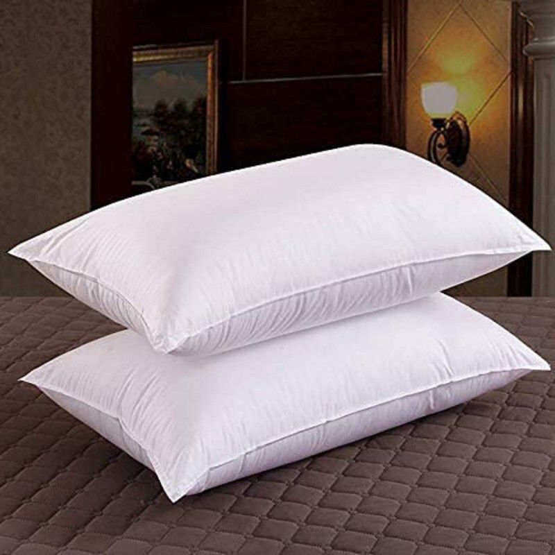 ROYALGLK Cotton Stripes Sleeping Pillow Pack of 2  (White)