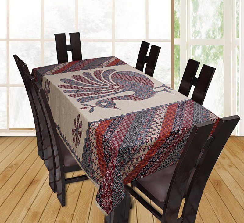 Abstract 6 Seater Table Cover  (Multicolor, Cotton)