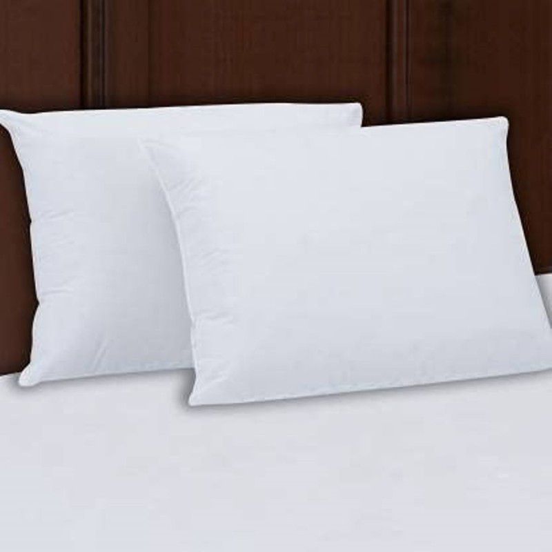 Taction Cotton Solid Sleeping Pillow Pack of 2  (White)