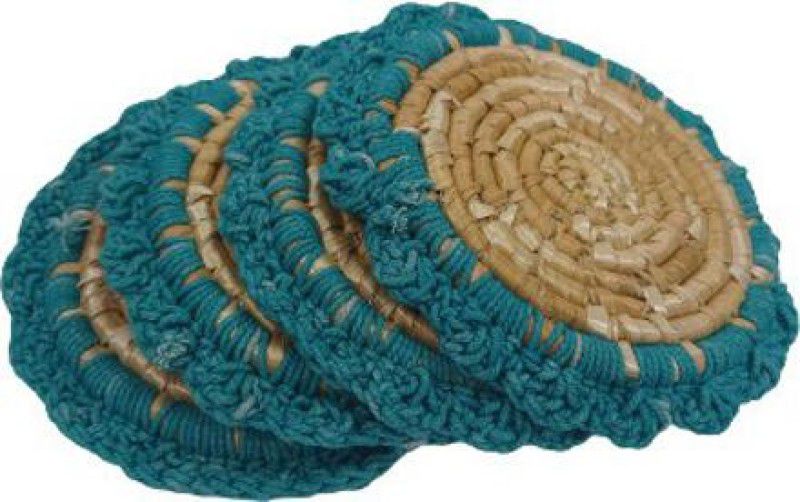 Samuday Crafts Round Reversible Sabai Grass Coaster Set  (Pack of 4)