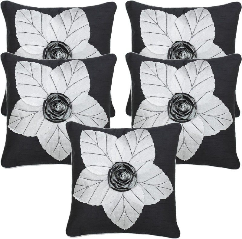 AryanStylus Embroidered Cushions Cover  (Pack of 5, 40 cm*40 cm, Grey)