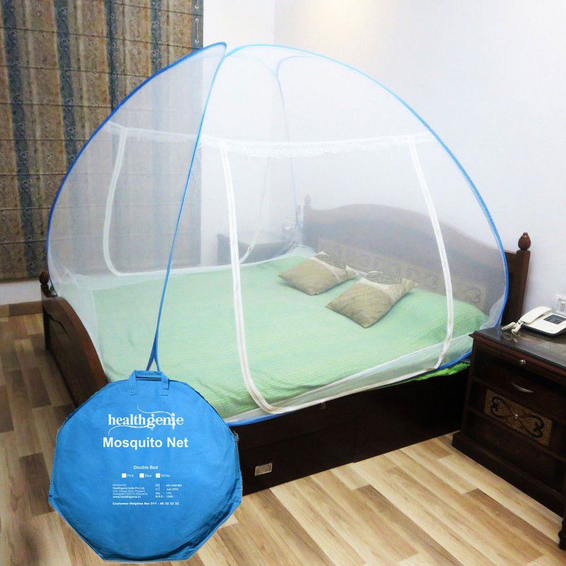 Healthgenie Polyester Adults Washable Premium Quality Foldable Mosquito Net Double Bed - Blue, With Repair Kit of 7 Patches Included Mosquito Net  (Blue, Tent)