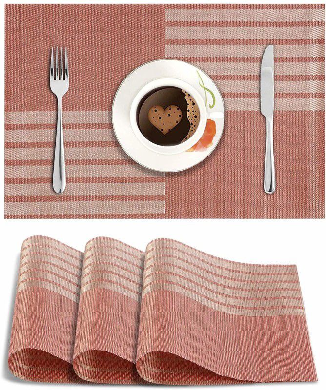 HOKiPO Rectangular Pack of 4 Table Placemat  (Multicolor, PVC)