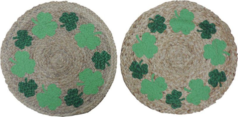 Trunkin' Round Pack of 2 Table Placemat  (Light Green, Jute)