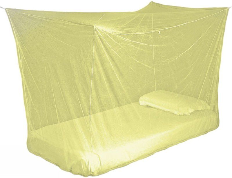 ANS HDPE - High Density Poly Ethylene Adults Washable mosquito net Single bed 4 x 6.5 ft plain Mosquito Net  (Cream, Bed Box)