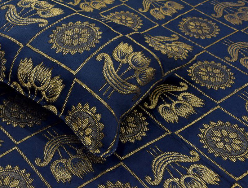 Textile Nation Jacquard Double Bed Cover  (Blue)
