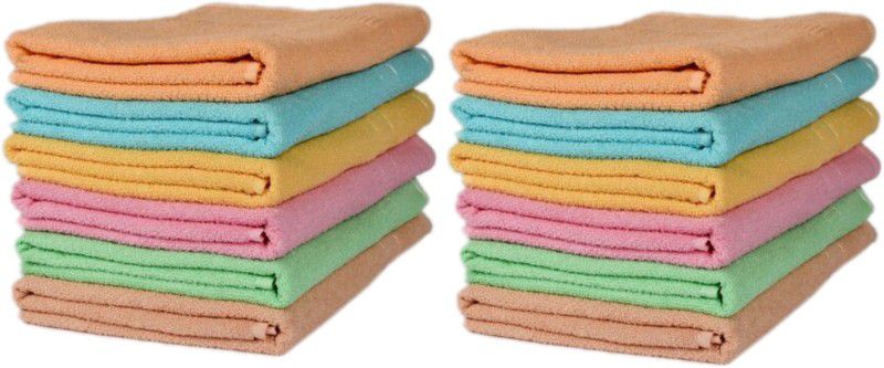 Xy Decor Cotton Face Towel/Napkin (350 GSM/12'' x18'') Set of 12 Small Size Multi Use Multicolor Cloth Napkins  (12 Sheets)