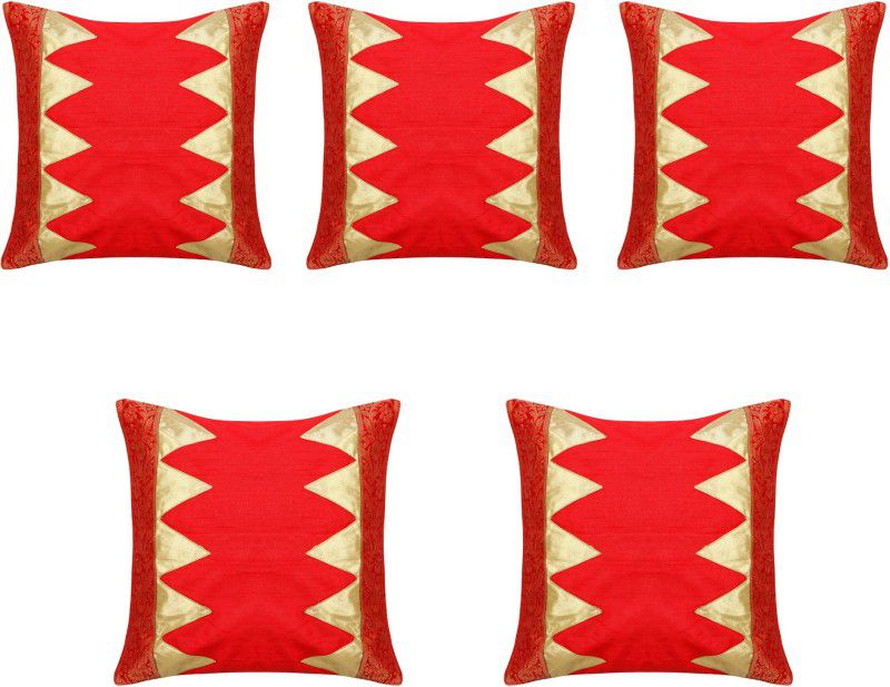 Art Horizons Geometric Cushions & Pillows Cover  (Pack of 5, 41 cm*41 cm, Red, Gold)