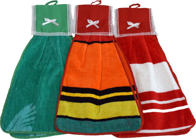 Anokhi Hanging 3 Pieces 300GSM Cotton Washbasin Napkin/Hand Towel for Kitchen and Bathroom (Multi)-Multicolor Napkins  (Pack of 3) Multicolor Cloth Napkins  (3 Sheets)