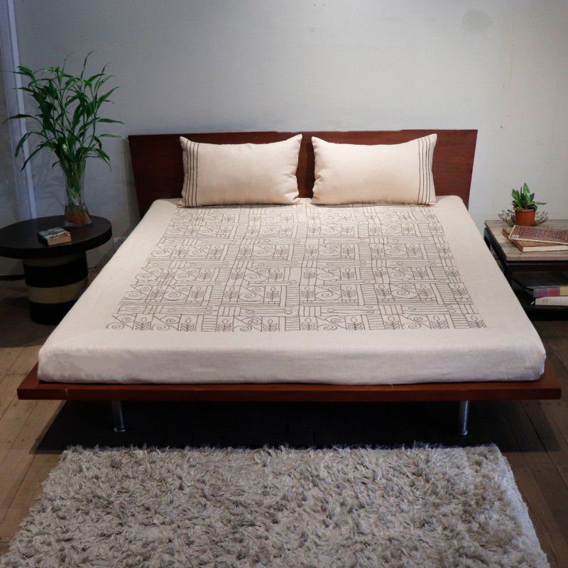 ZEBA Cotton Queen Bed Cover  (White)