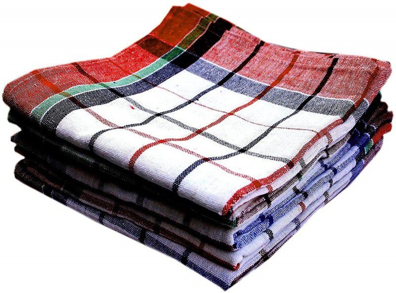 De-Ultimate (Pack Of 6 Pcs) Chapati/Roti/Fulka Cotton (44 CM x 45 CM Size) Multicolor Checked Printed Pattern Multipurpose Kitchen Cleaning Duster Table Wipe Napkin Dish Towel Cloth Checkered Roti Square Disk Cover  (Multicolor, 6)