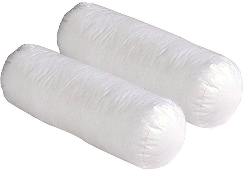 Soft Touch Polyester Fibre Solid Bolster Pack of 2  (White)
