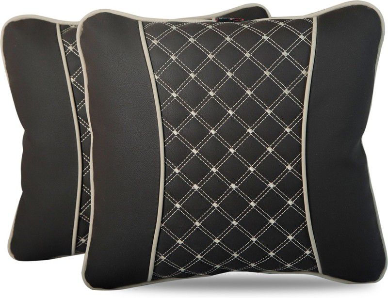 Autofurnish Striped Pillows Cover  (Pack of 2, 40 cm*40 cm, Black, Grey)
